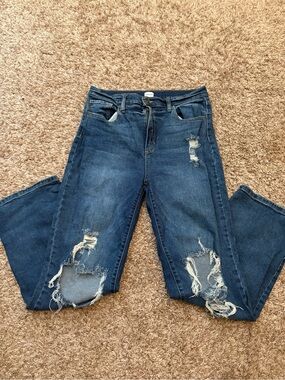 Women's Distressed Blue Denim Jeans